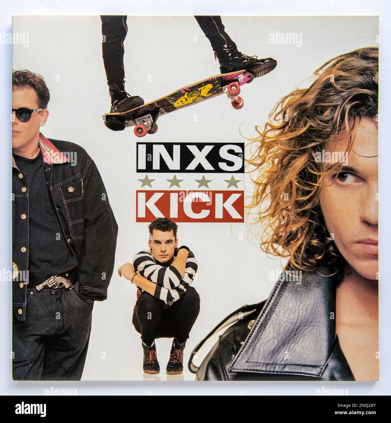 LP cover of Kick, the sixth studio album by Australian rock band INXS, which was released in