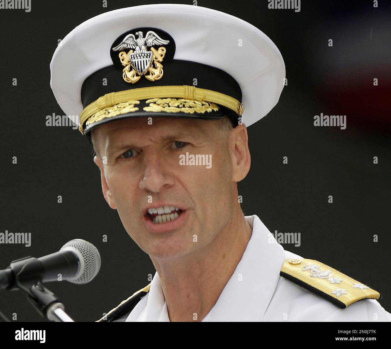 In this Oct. 1, 2015 photo, U.S. Navy Vice Adm. Joseph Aucoin ...
