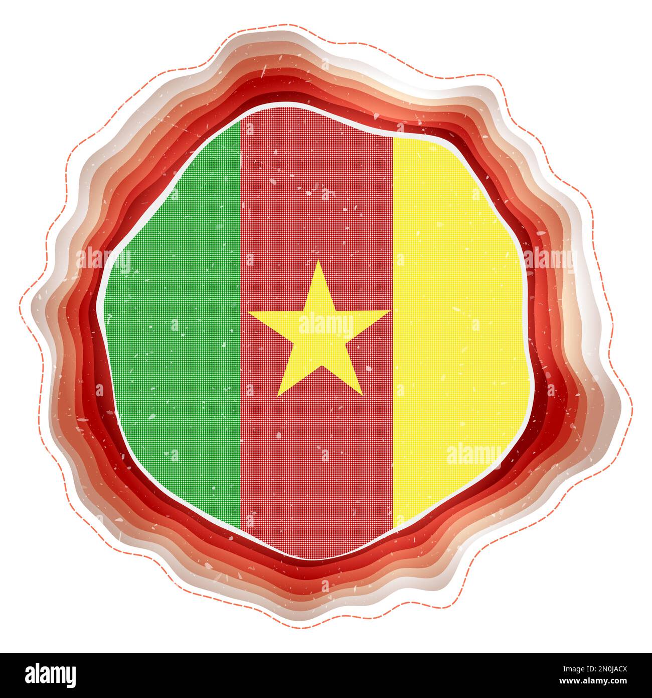 Cameroon flag in frame. Badge of the country. Layered circular sign ...