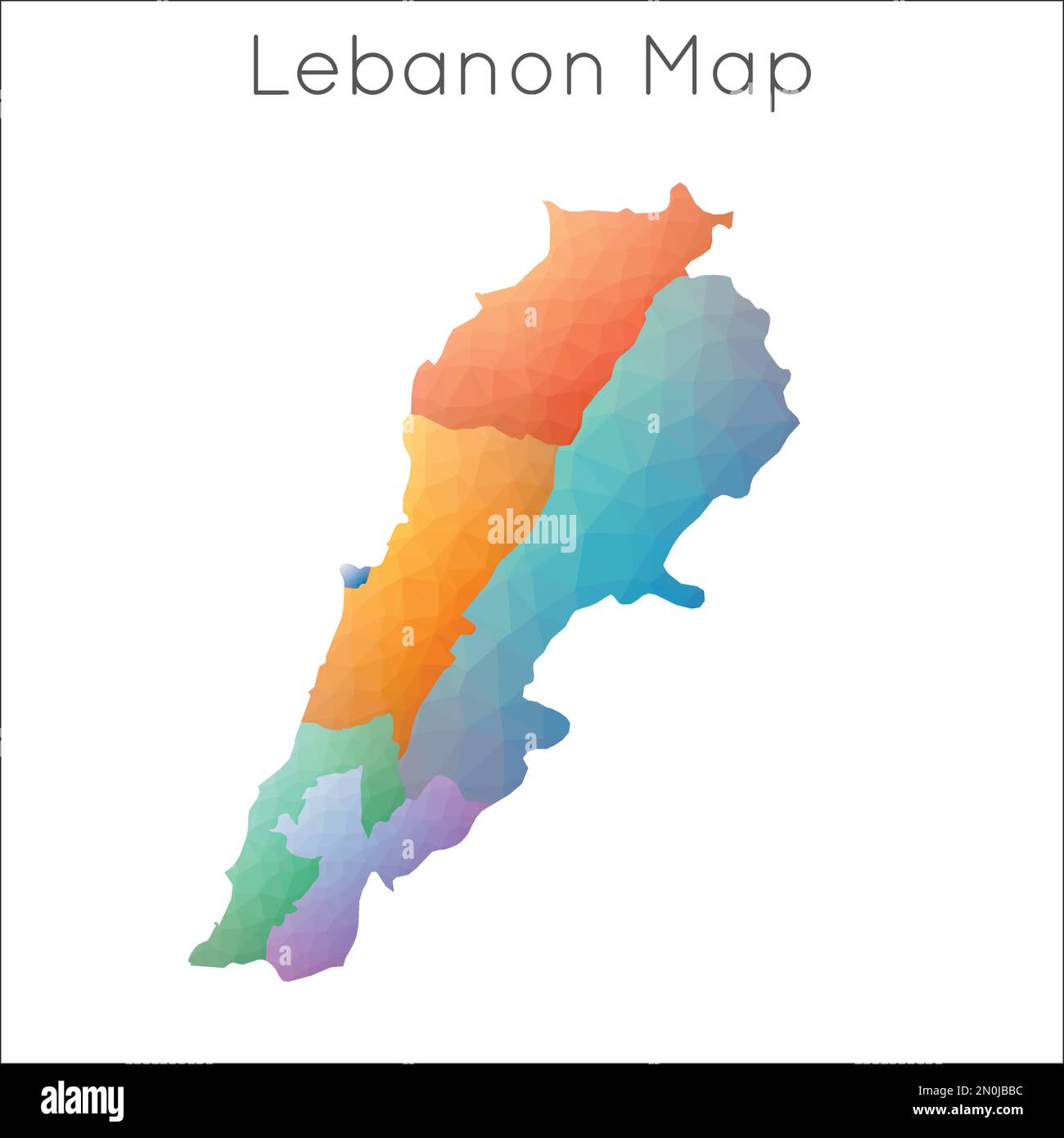 Low Poly map of Lebanon. Lebanon geometric polygonal, mosaic style map