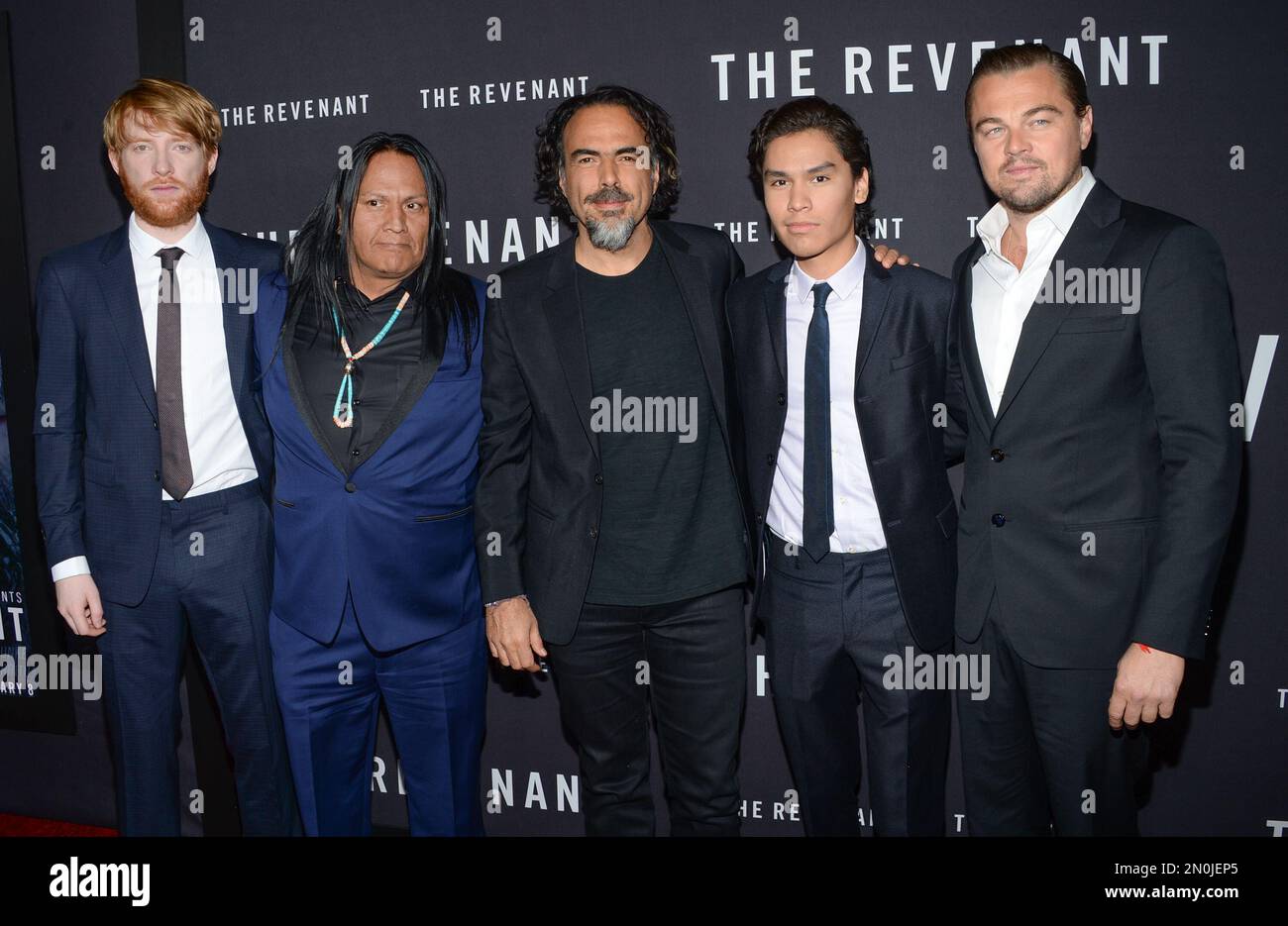 Director Alejandro G. Inarritu, center, poses with actors