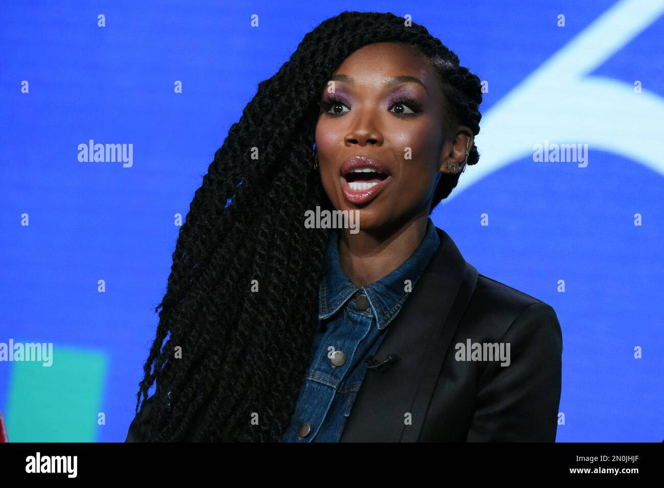 Recording artist and actress Brandy Norwood speaks during the \u0026quot;Zoe  Ever After\u0026quot; panel at the BET 2016 Winter TCA on Wednesday, Jan. 6,  2016, in Pasadena, Calif. (Photo by Richard Shotwell/Invision/AP Stock, image size:1300x956