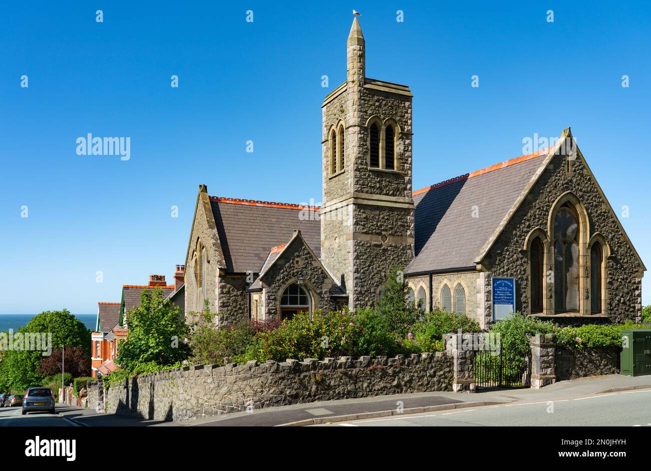 St Paul's Church, Penmaenmawr, North Wales. Image taken in May 2022. Stock Photo