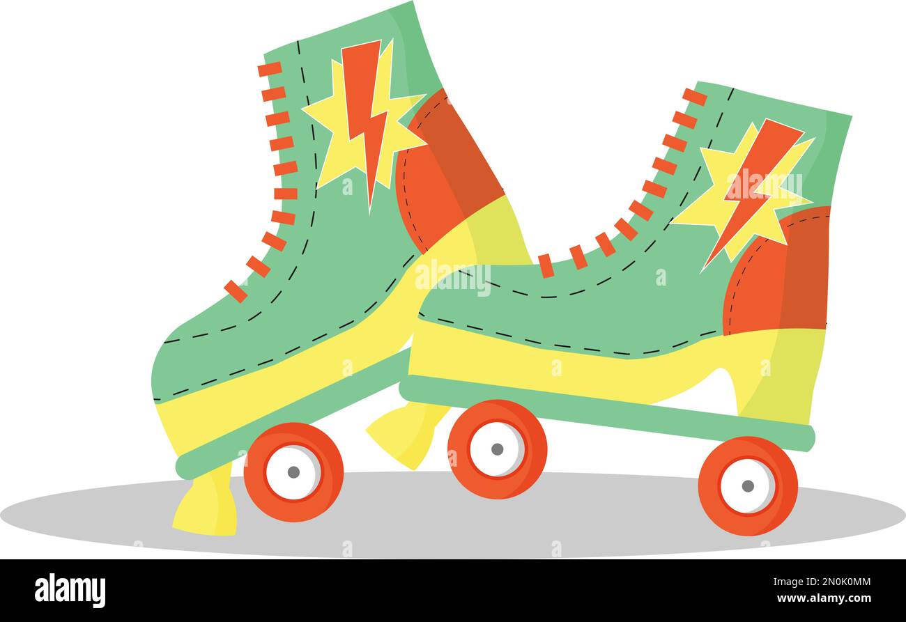 Colored and bright roller skates from the 90s.  Stock Vector