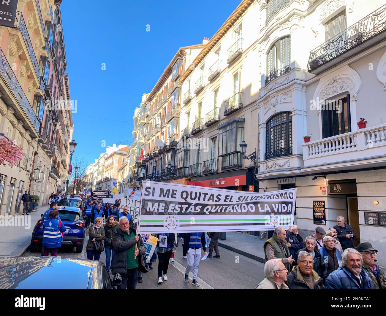 Madrid, Spain, 05 February, 2023. Protest against the animal law at