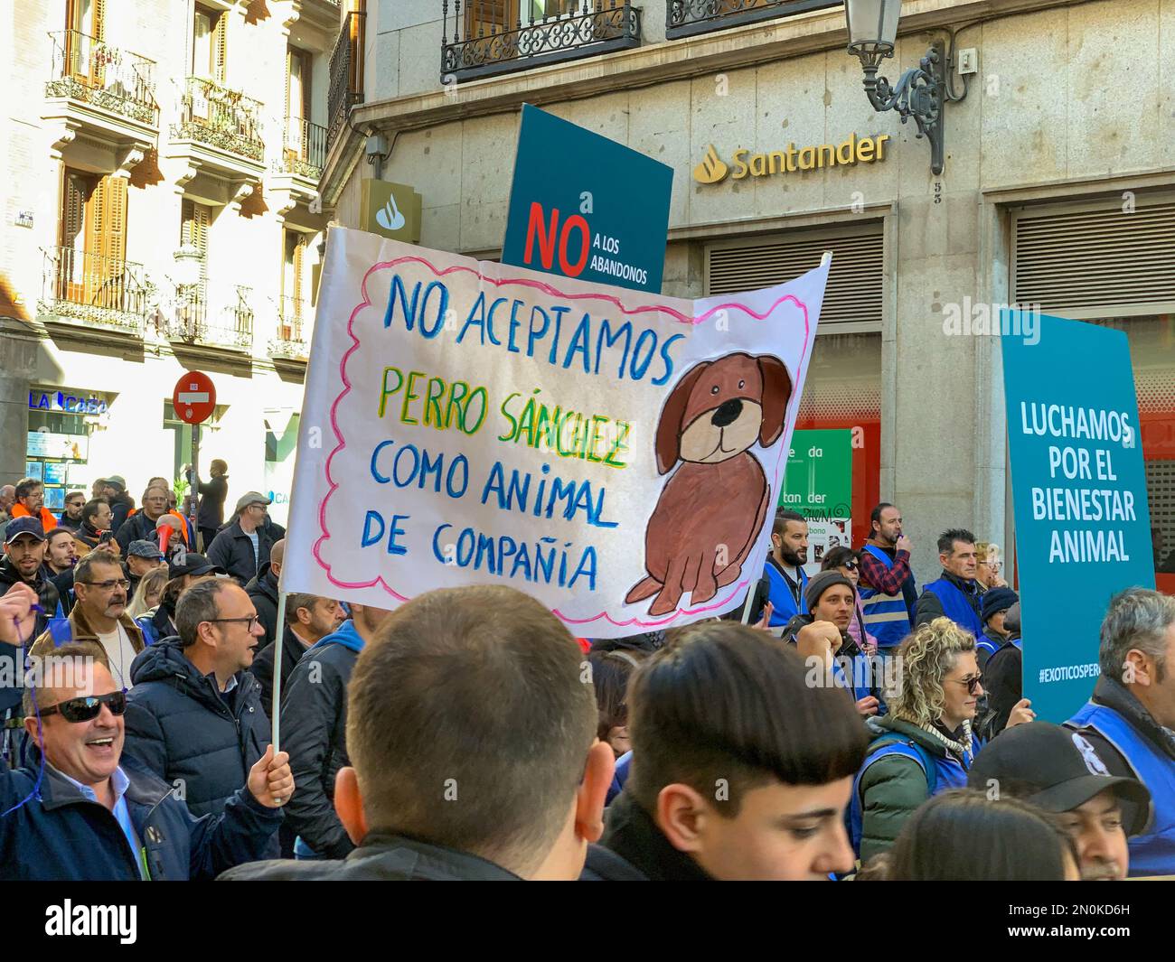 Madrid, Spain, 05 February, 2023. Protest against the animal law at city  center Stock Photo - Alamy