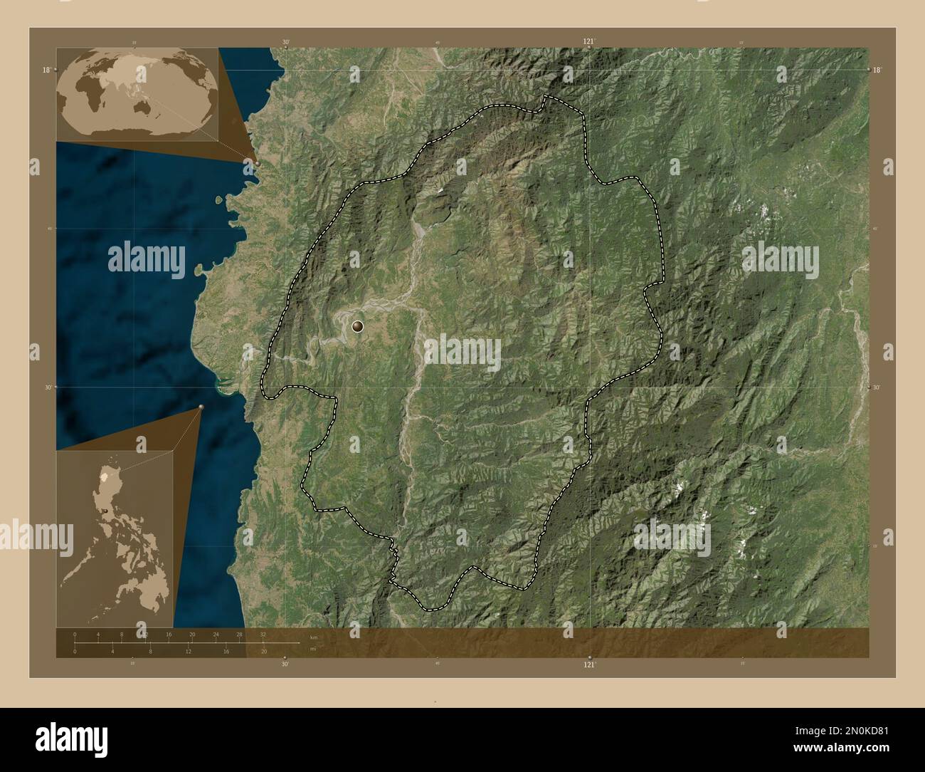 Abra, province of Philippines. Low resolution satellite map. Corner ...