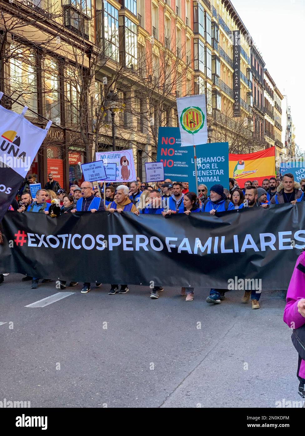 Madrid, Spain, 05 February, 2023. Protest against the animal law at