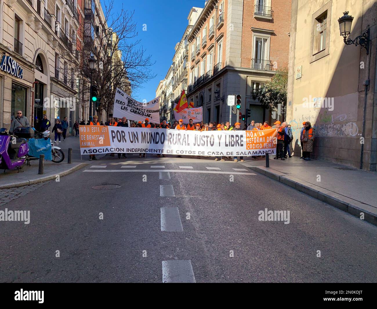 Madrid, Spain, 05 February, 2023. Protest against the animal law at