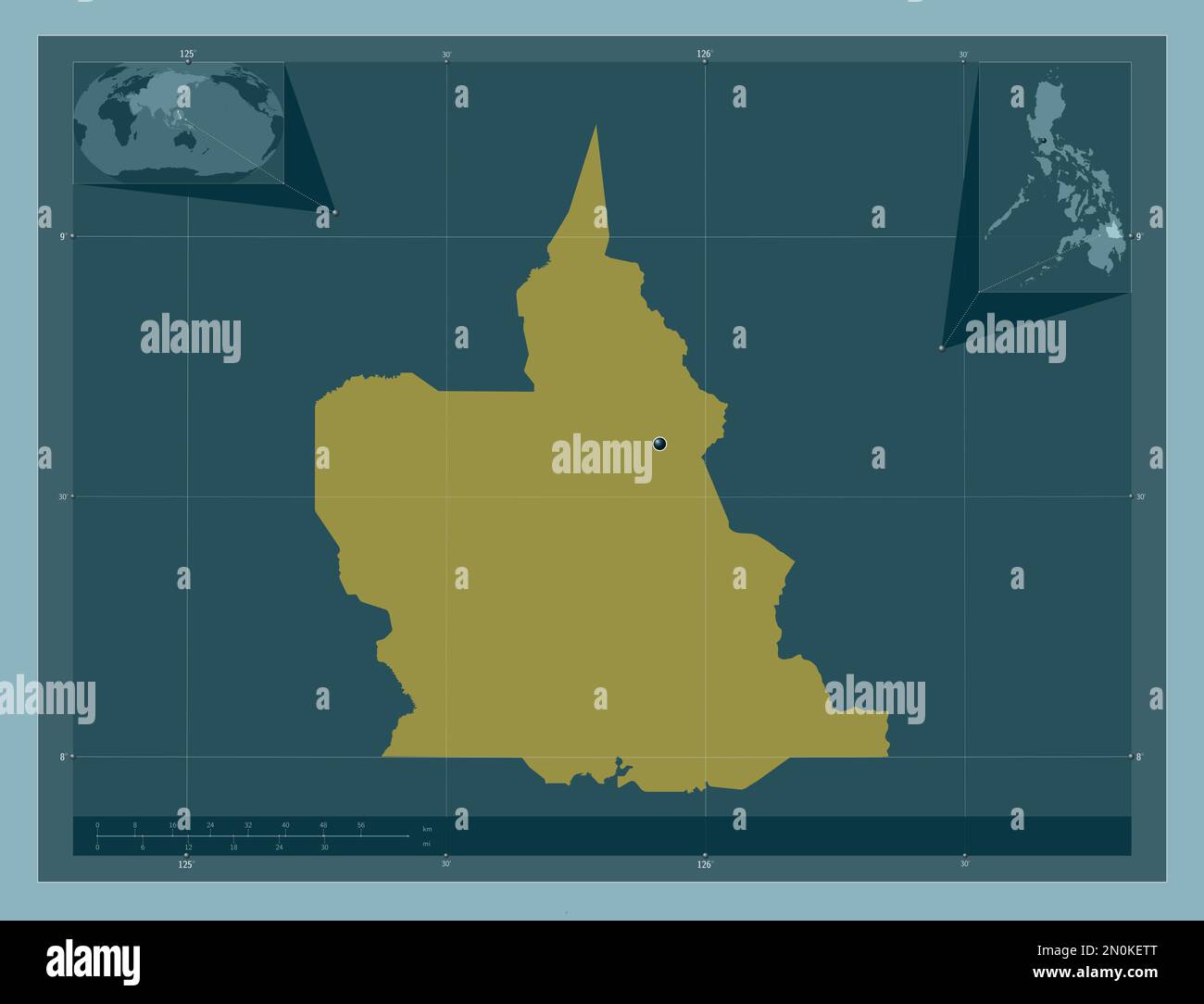 Agusan del Sur, province of Philippines. Solid color shape. Corner