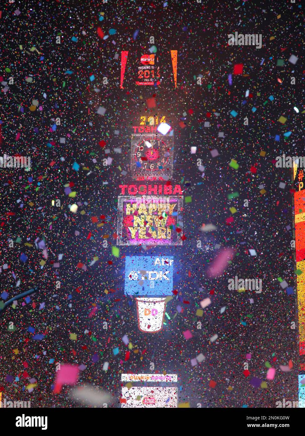 The clock strikes midnight at the Times Square New Year's Eve