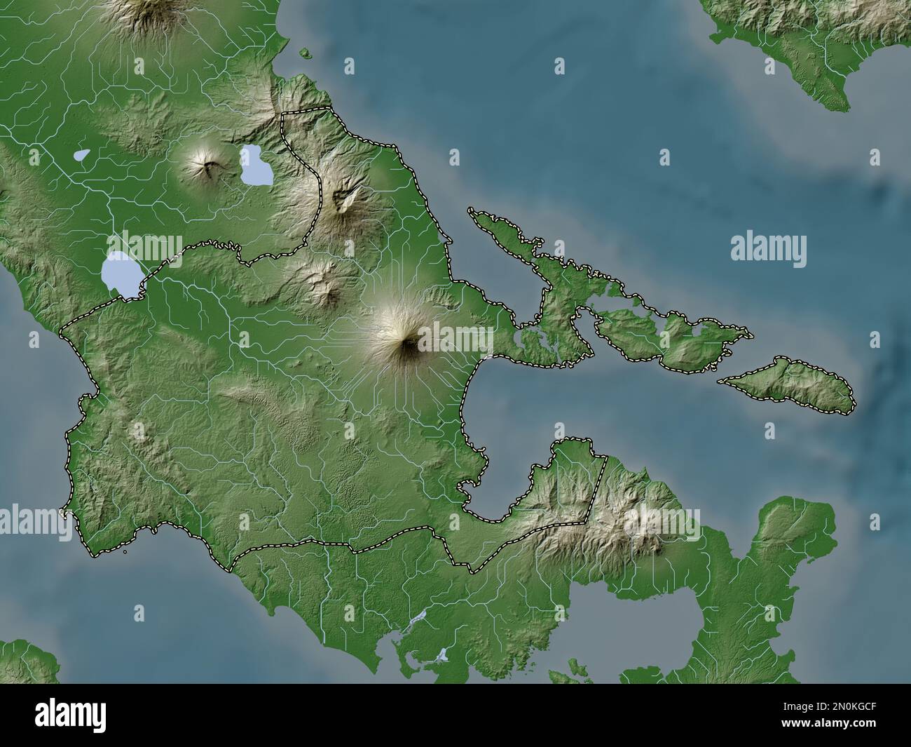 Albay, province of Philippines. Elevation map colored in wiki style with lakes and rivers Stock Photo
