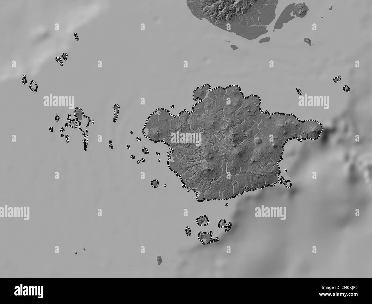 Basilan, province of Philippines. Bilevel elevation map with lakes and rivers Stock Photo