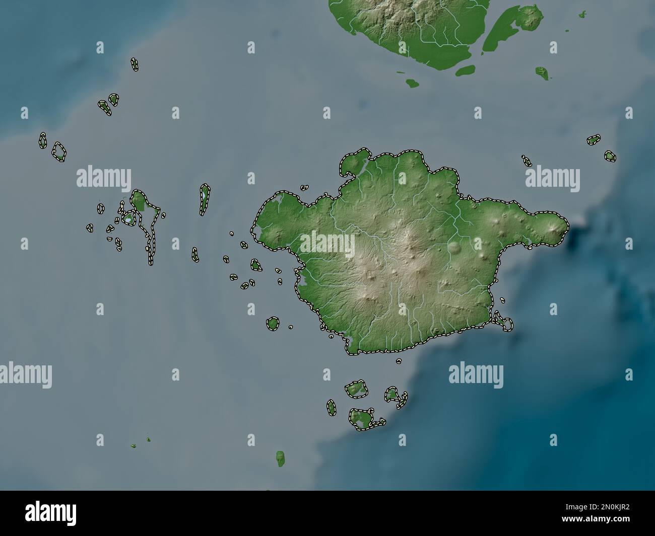 Basilan, province of Philippines. Elevation map colored in wiki style with lakes and rivers Stock Photo