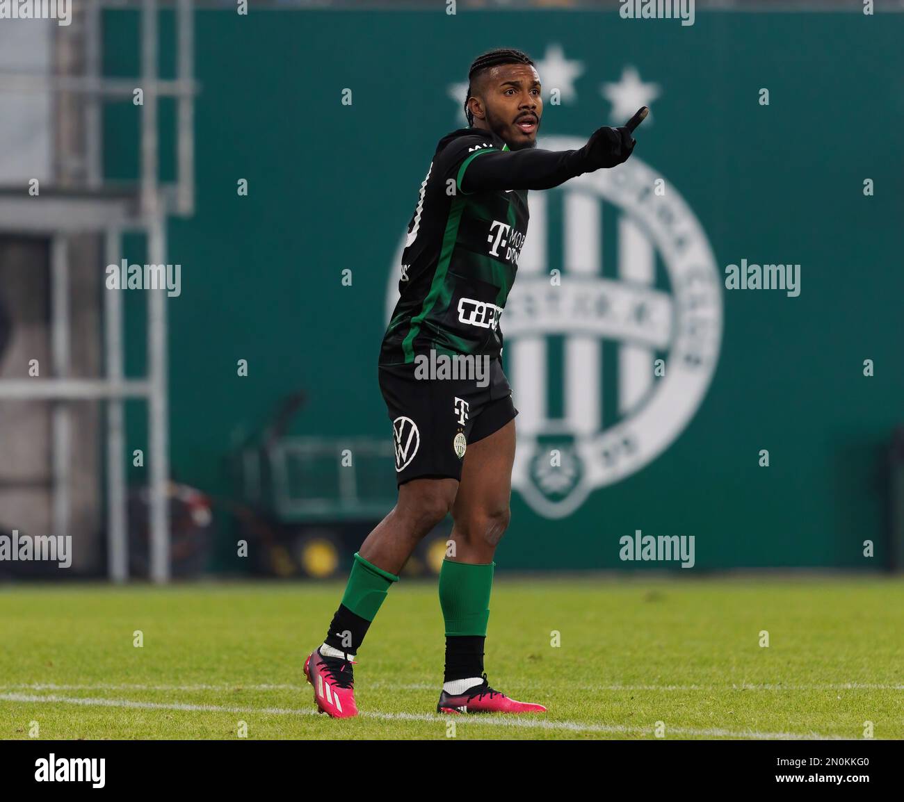 BUDAPEST, HUNGARY - FEBRUARY 5: Jose Marcos Marquinhos of Ferencvarosi TC  reacts during the Hungarian OTP Bank