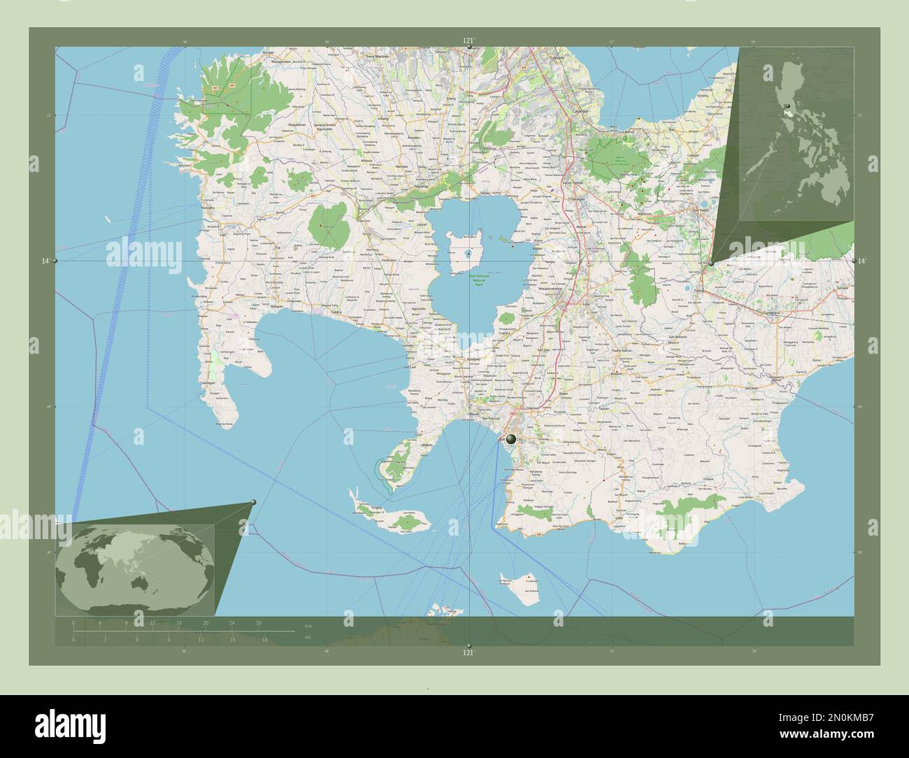 Batangas, province of Philippines. Open Street Map. Corner auxiliary