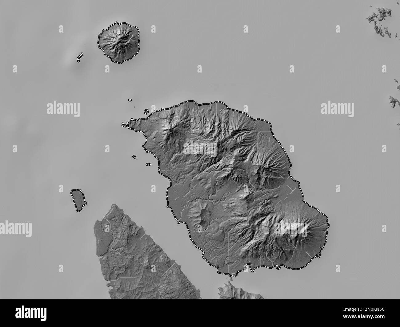 Biliran, province of Philippines. Bilevel elevation map with lakes and