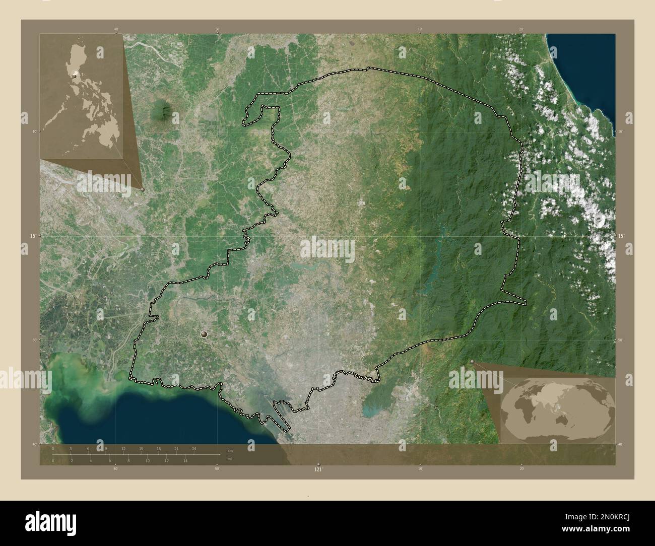 Bulacan, province of Philippines. High resolution satellite map. Corner