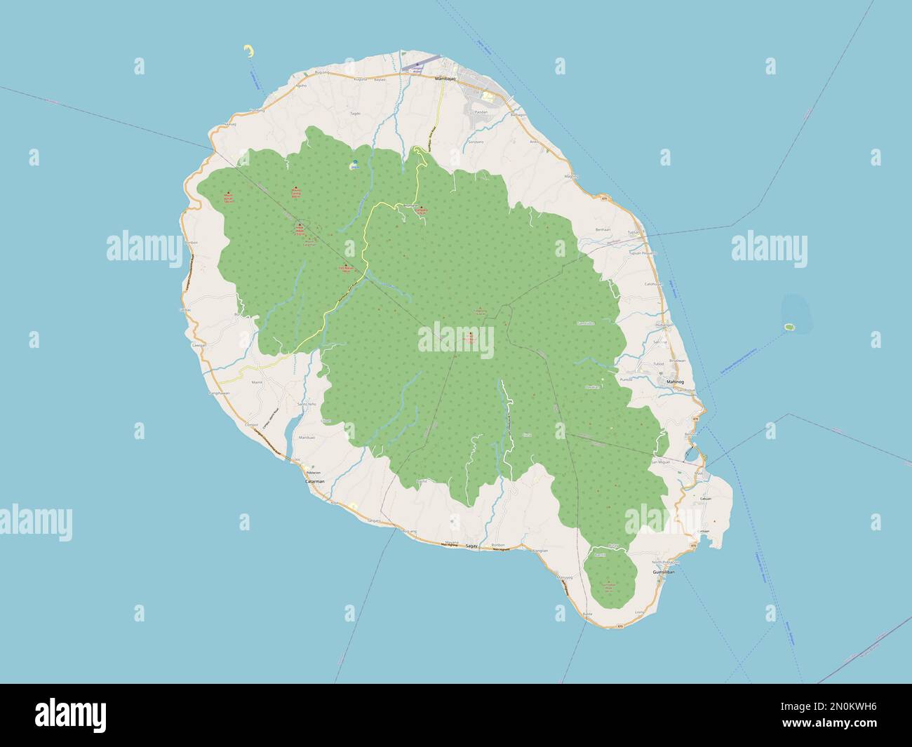 Camiguin, province of Philippines. Open Street Map Stock Photo