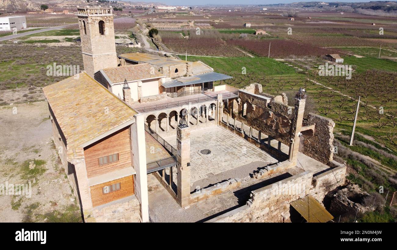 Aerial view of ruins of monastery of Avinganya Stock Photo