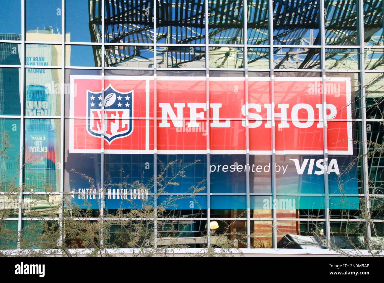 An NFL shop is open during the Super Bowl Experience in Phoenix, Arizona  USA on February 5, 2023. Presented by LoweÕs, this NFL football theme park  has interactive games, a chance to