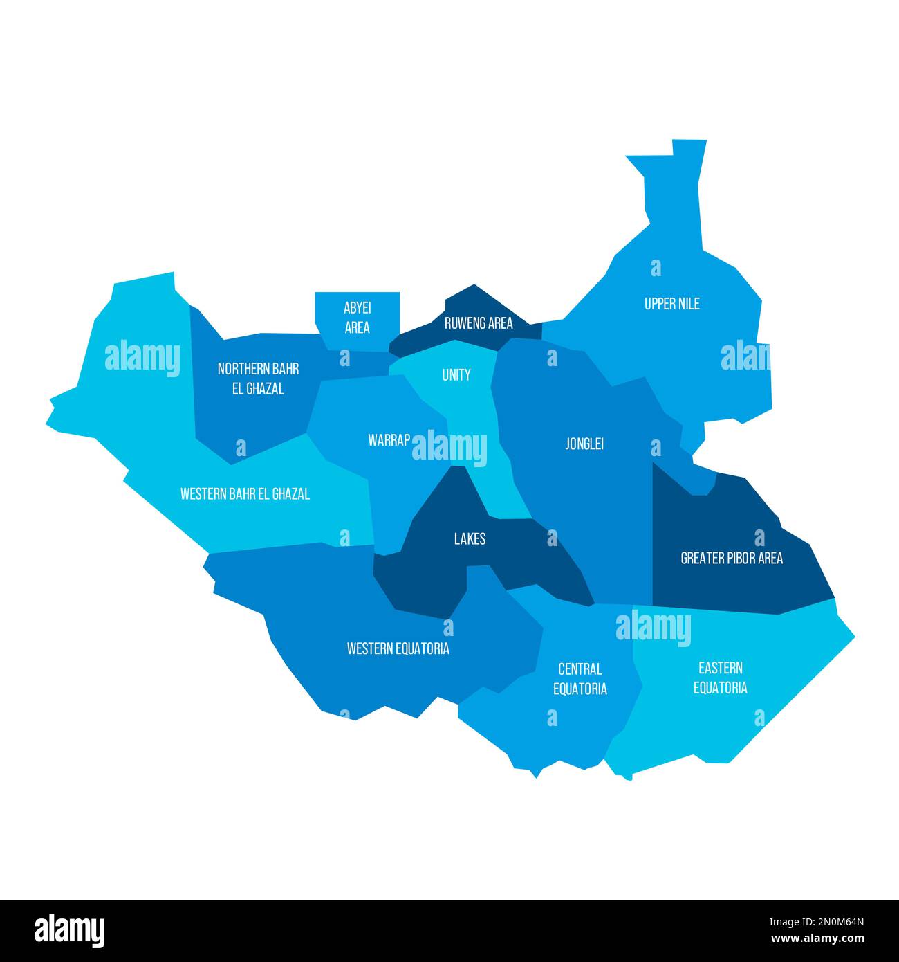 South Sudan political map of administrative divisions - states 