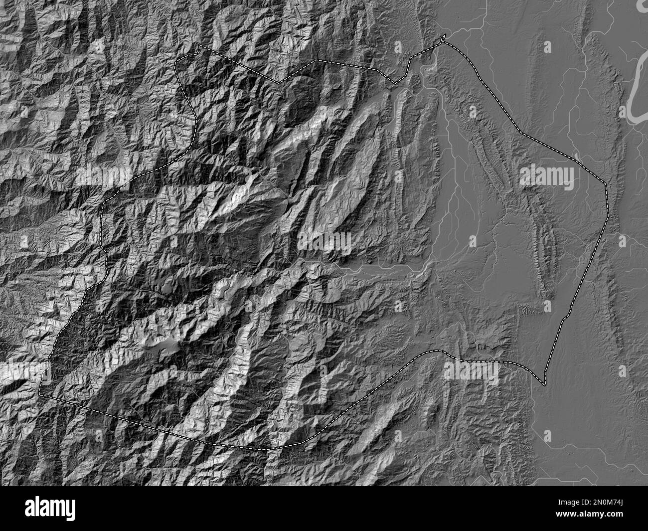 Kalinga, province of Philippines. Bilevel elevation map with lakes and rivers Stock Photo