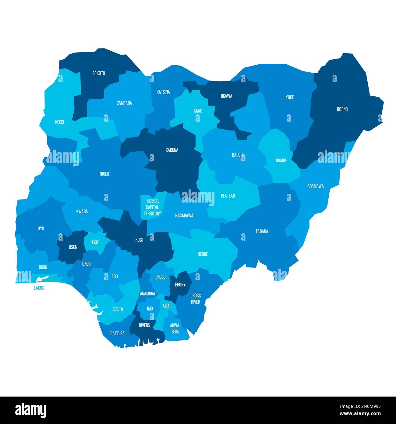 Nigeria Political Map Of Administrative Divisions States And Federal Capital Territory Flat
