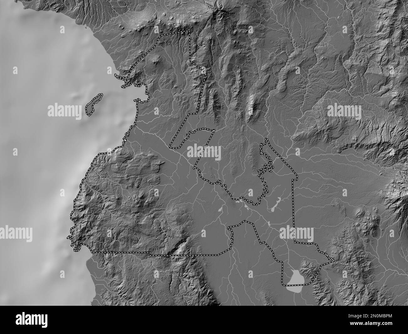 Maguindanao, province of Philippines. Bilevel elevation map with lakes and rivers Stock Photo