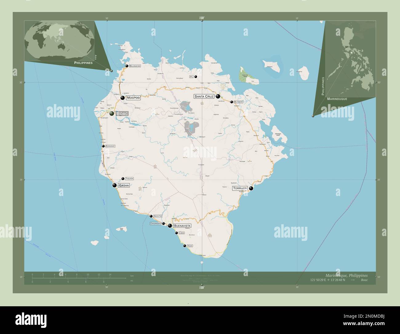 Marinduque, province of Philippines. Open Street Map. Locations and