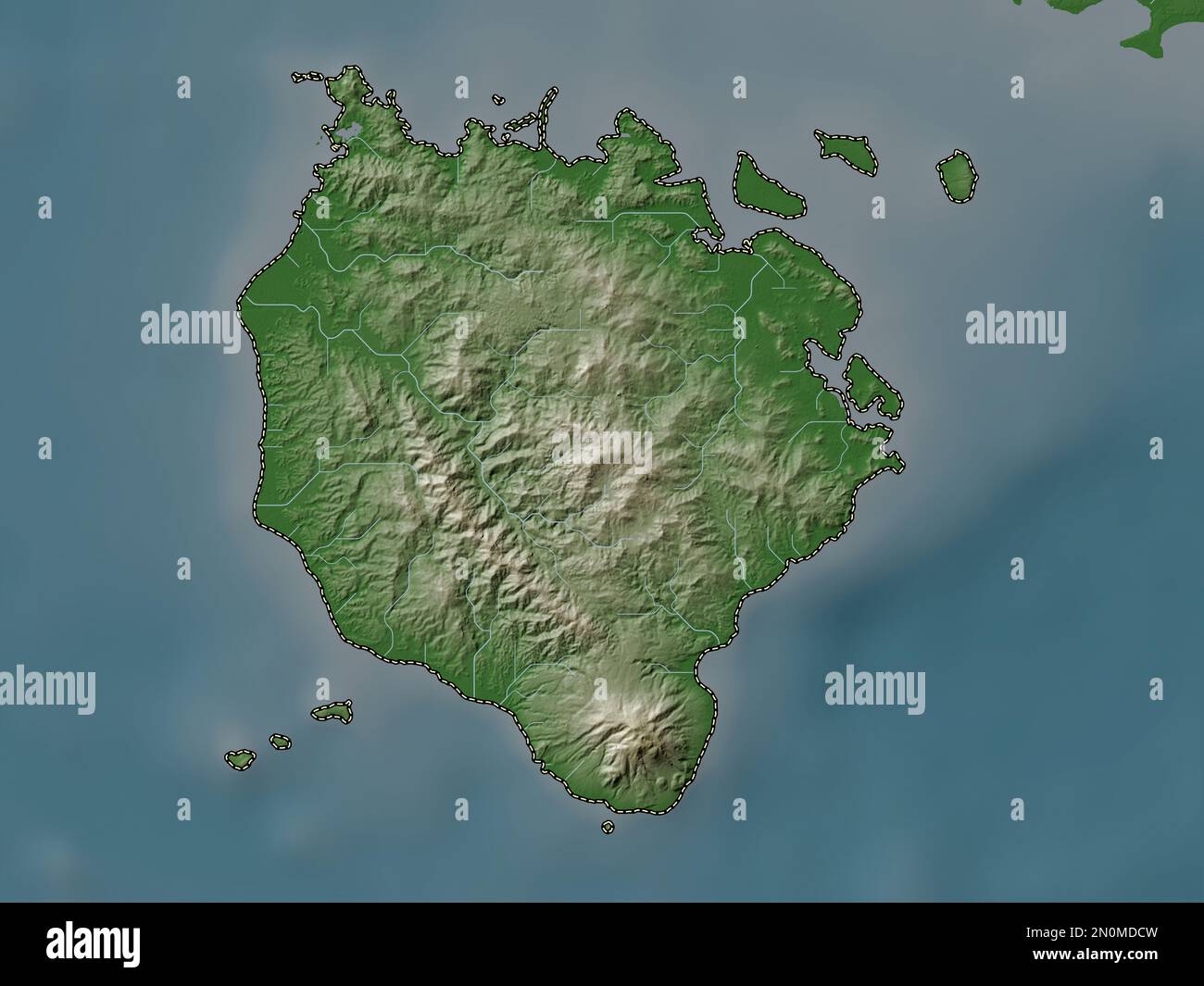 Marinduque, province of Philippines. Elevation map colored in wiki