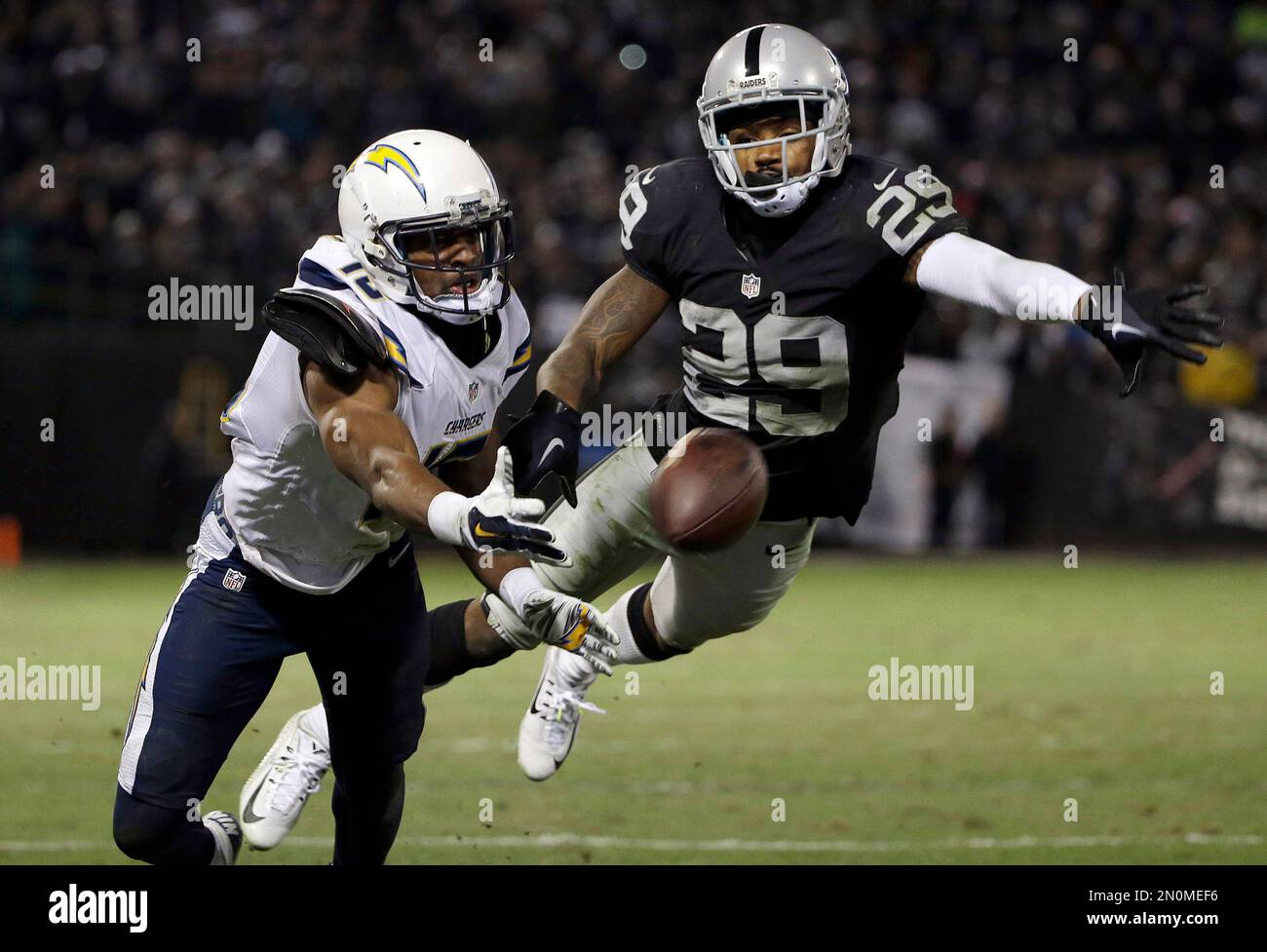 January 3, 2016: Oakland Raiders cornerback David Amerson (29) returns an  interception for a touchdown during the NFL game between the Oakland Raiders  and the Kansas City Chiefs at Arrowhead Stadium in