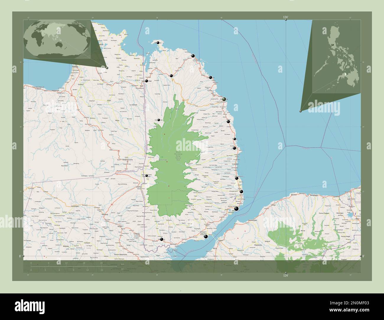 Misamis Occidental, province of Philippines. Open Street Map. Locations of major cities of the