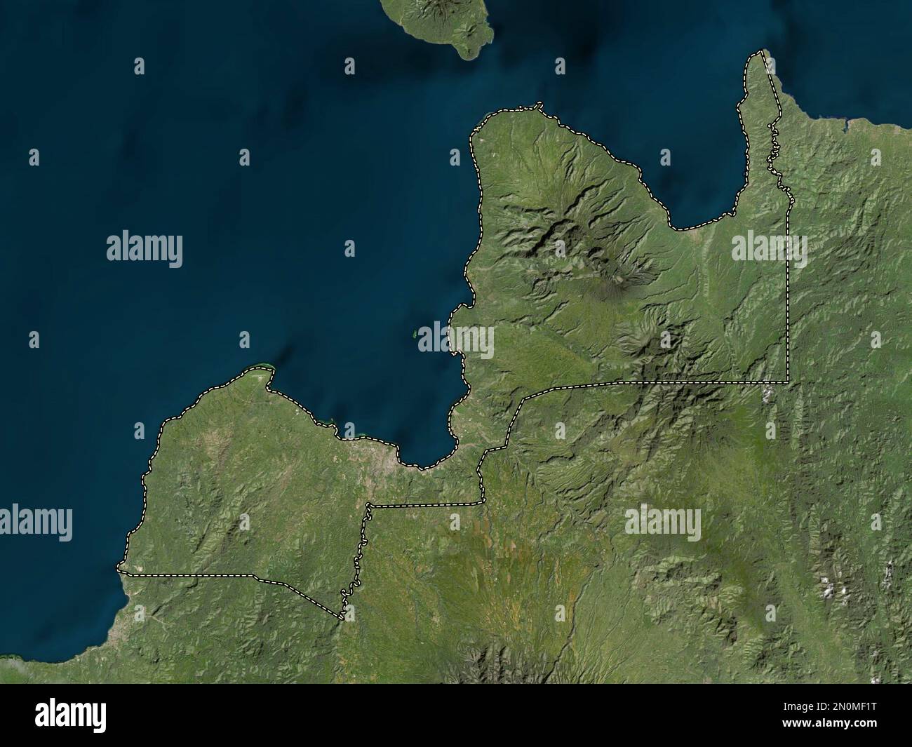 Misamis Oriental, province of Philippines. Low resolution satellite map Stock Photo