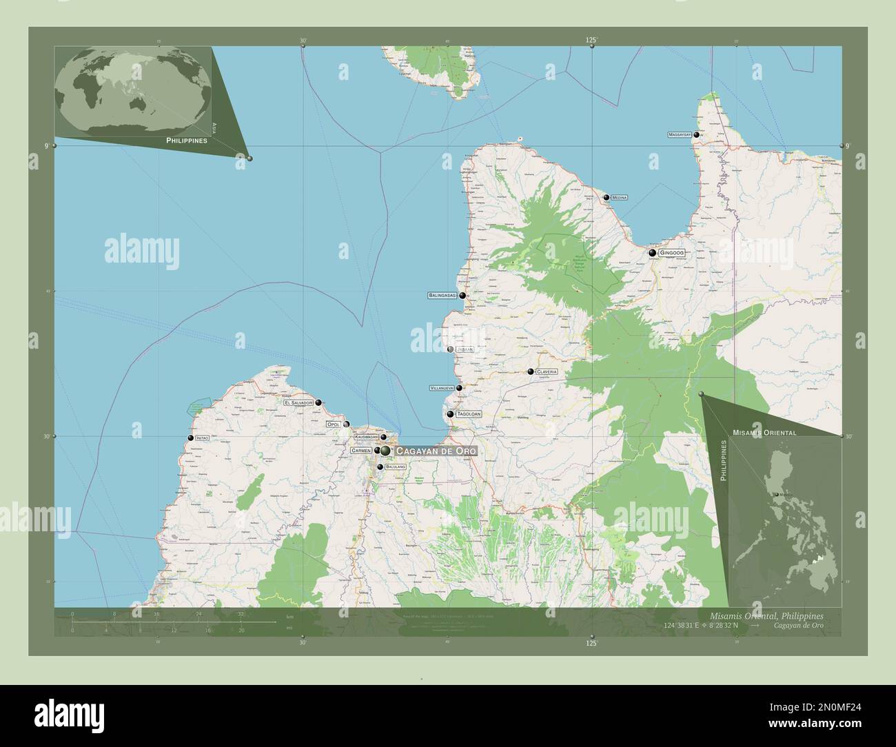 Misamis Oriental, province of Philippines. Open Street Map. Locations