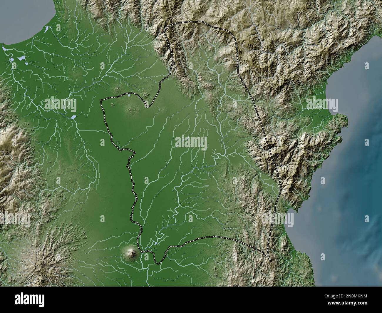 Nueva Ecija, province of Philippines. Elevation map colored in wiki style with lakes and rivers Stock Photo