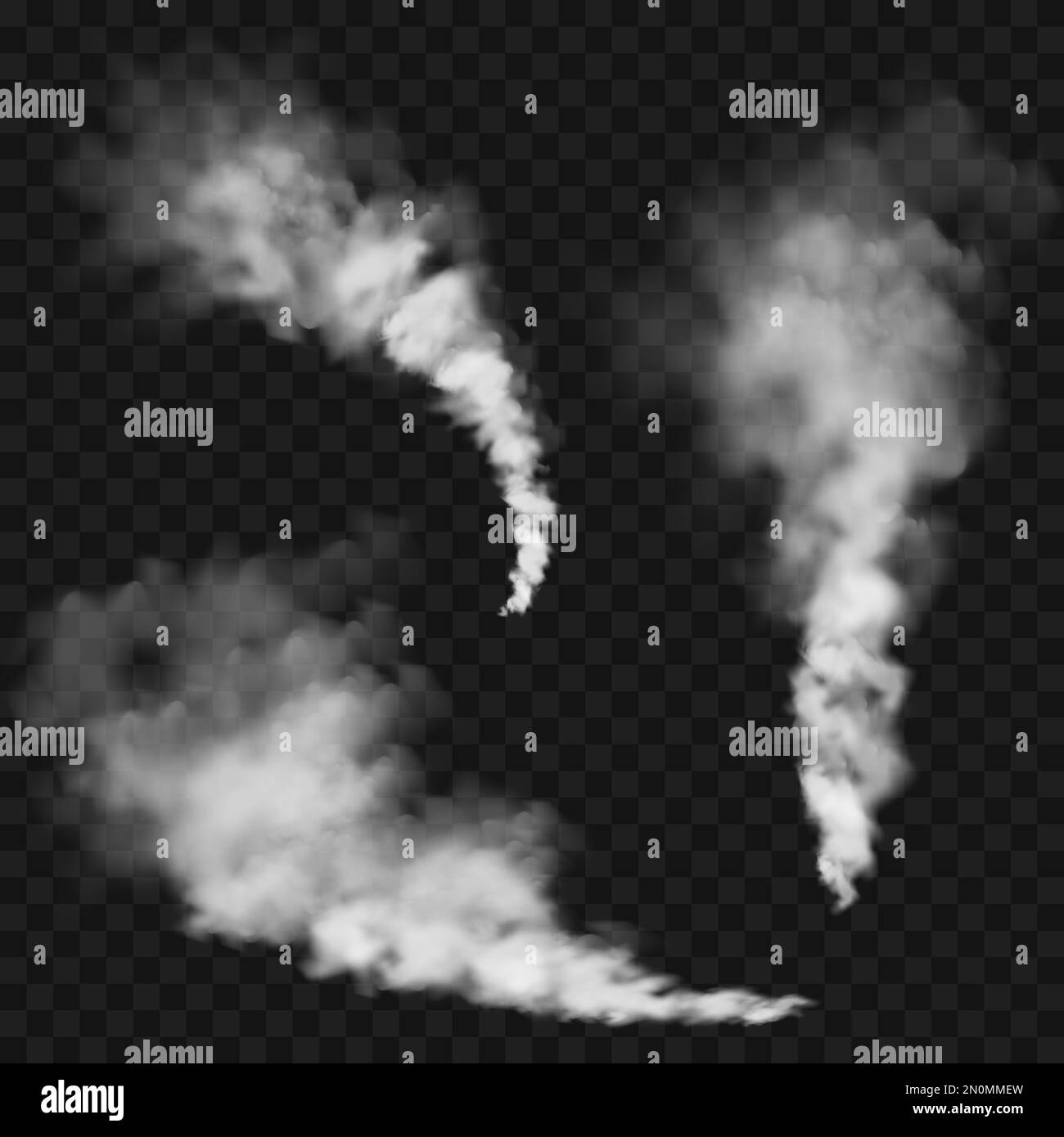 Realistic smoke clouds. Stream of smoke from burning objects
