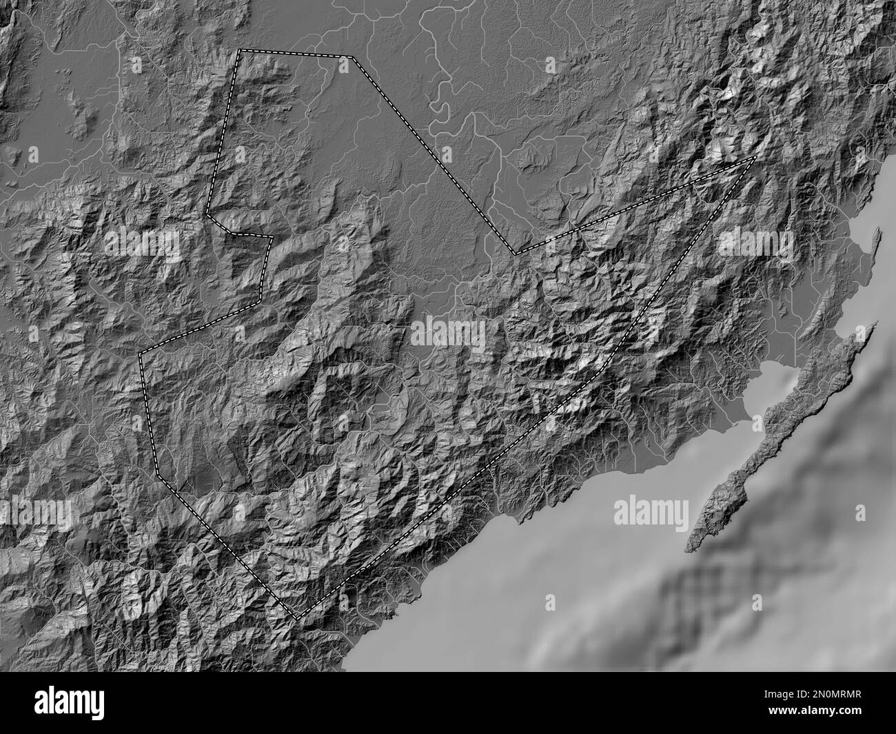 Quirino, province of Philippines. Bilevel elevation map with lakes and rivers Stock Photo