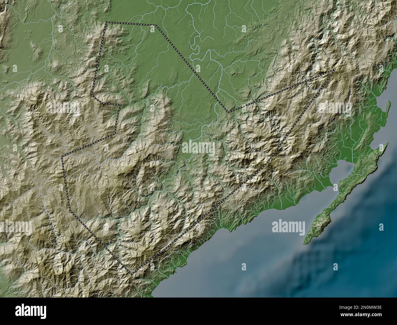 Quirino, province of Philippines. Elevation map colored in wiki style with lakes and rivers Stock Photo