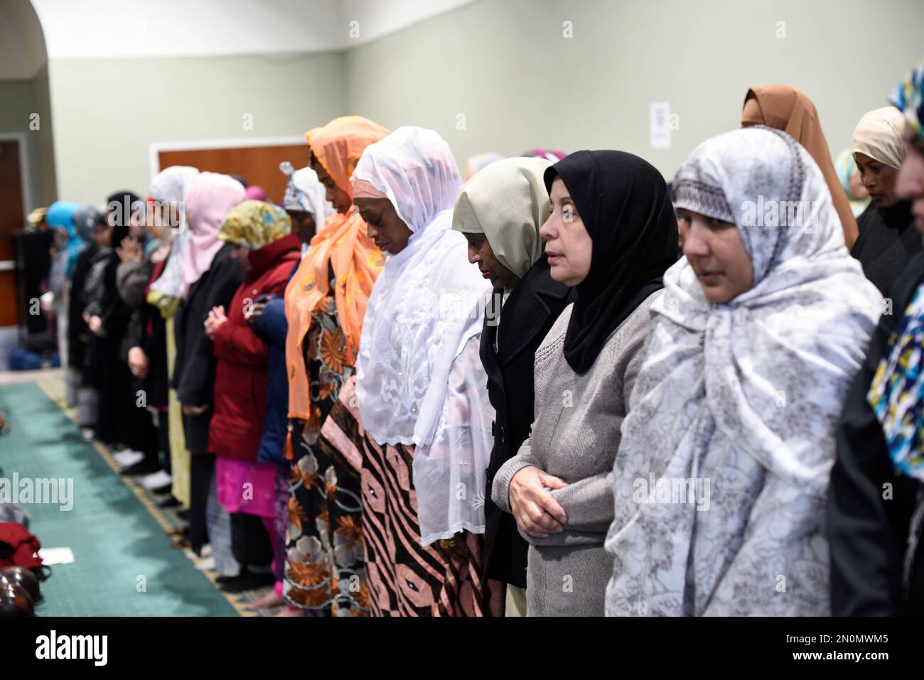Muslim women pray at the All Dulles Area Muslim Society (ADAMS) Center