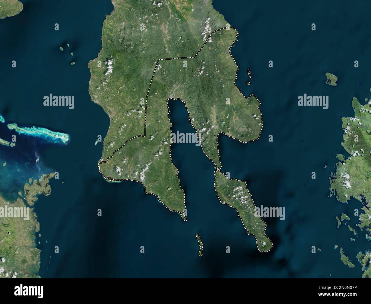Southern Leyte, province of Philippines. High resolution satellite map Stock Photo