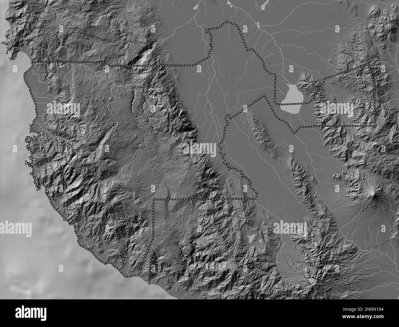 Sultan Kudarat, province of Philippines. Bilevel elevation map with lakes and rivers Stock Photo