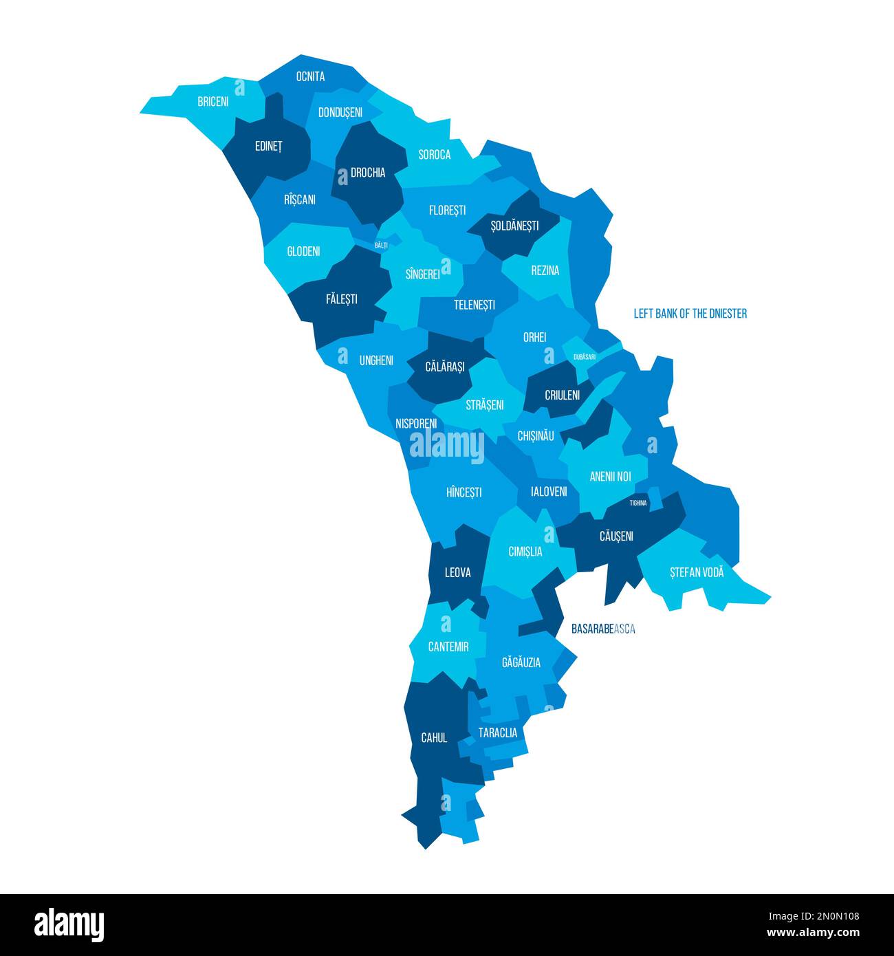 Moldova political map of administrative divisions - districts