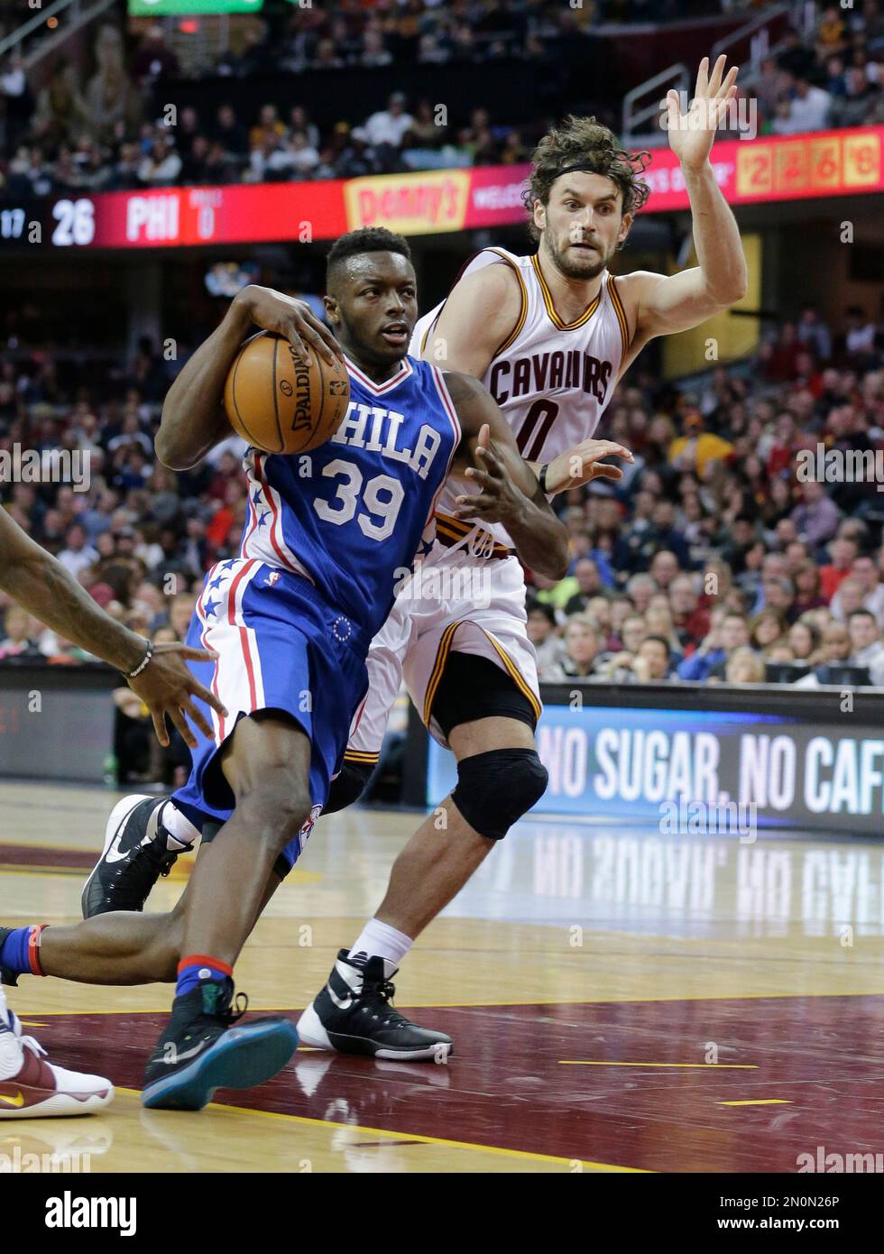 Philadelphia 76ers' Jerami Grant (39) drives past Cleveland 
