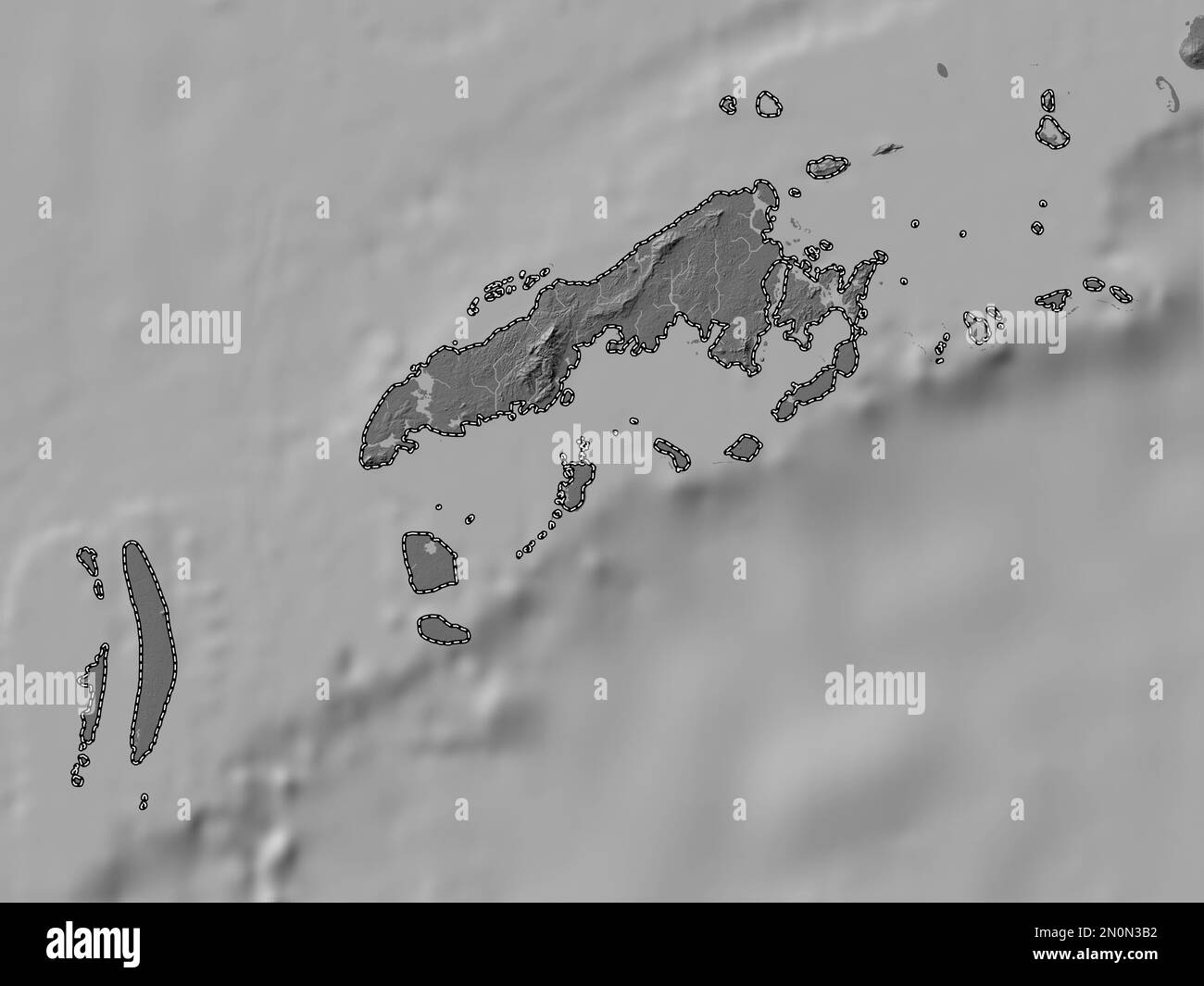 Tawi-Tawi, province of Philippines. Bilevel elevation map with lakes and rivers Stock Photo