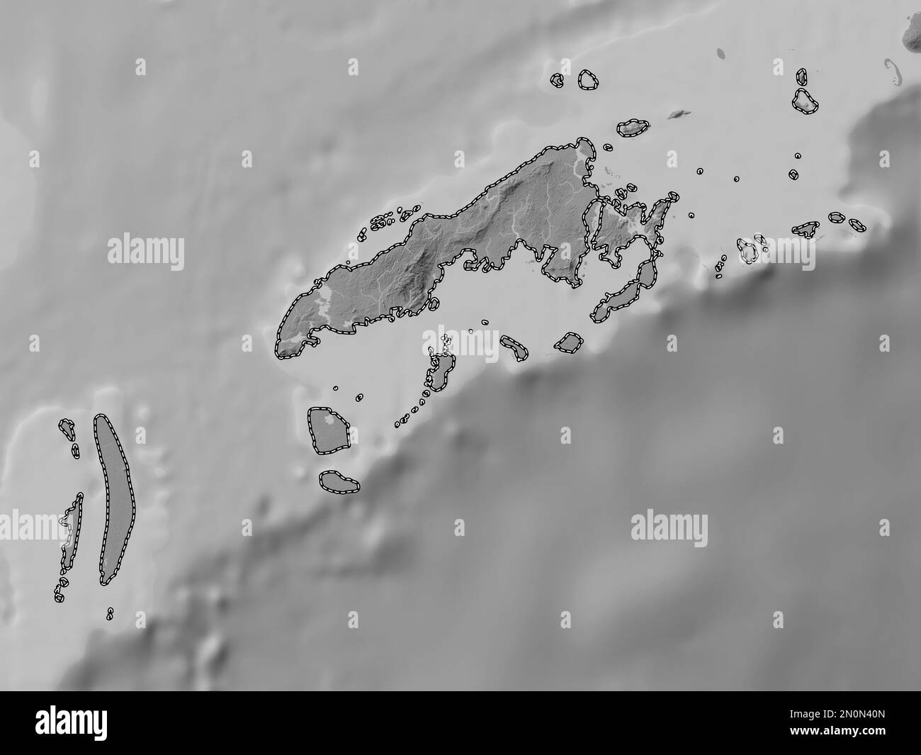 Tawi-Tawi, province of Philippines. Grayscale elevation map with lakes and rivers Stock Photo