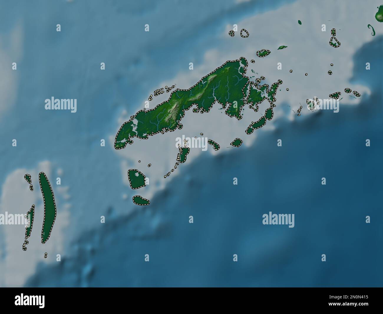 Tawi-Tawi, province of Philippines. Colored elevation map with lakes and rivers Stock Photo