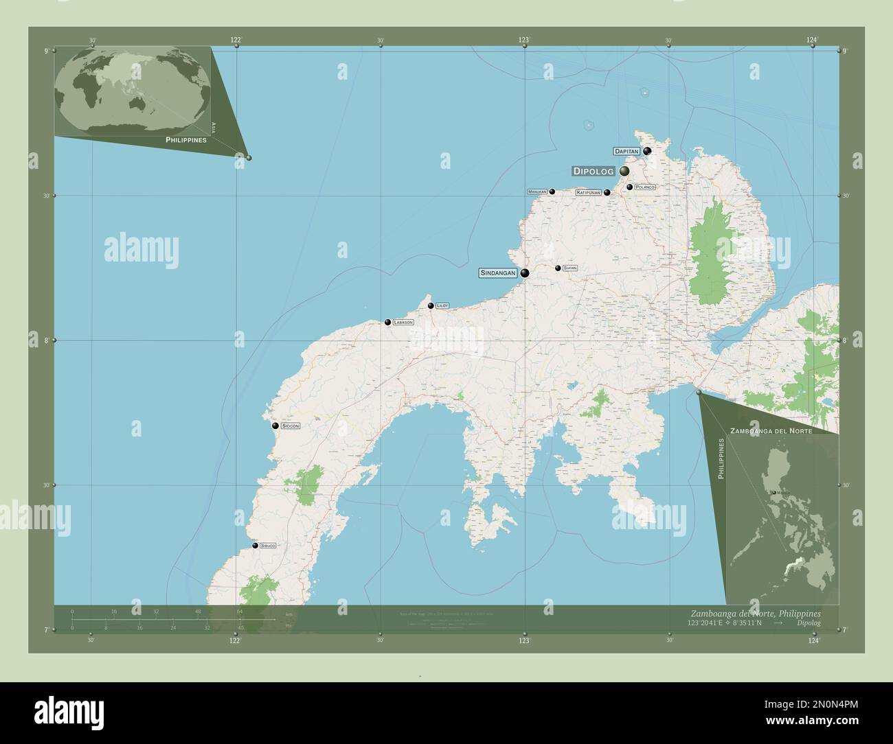 Zamboanga del Norte, province of Philippines. Open Street Map