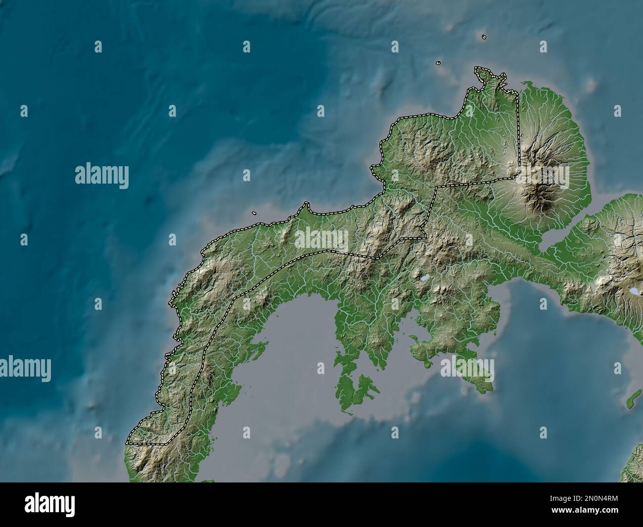 Zamboanga del Norte, province of Philippines. Elevation map colored in