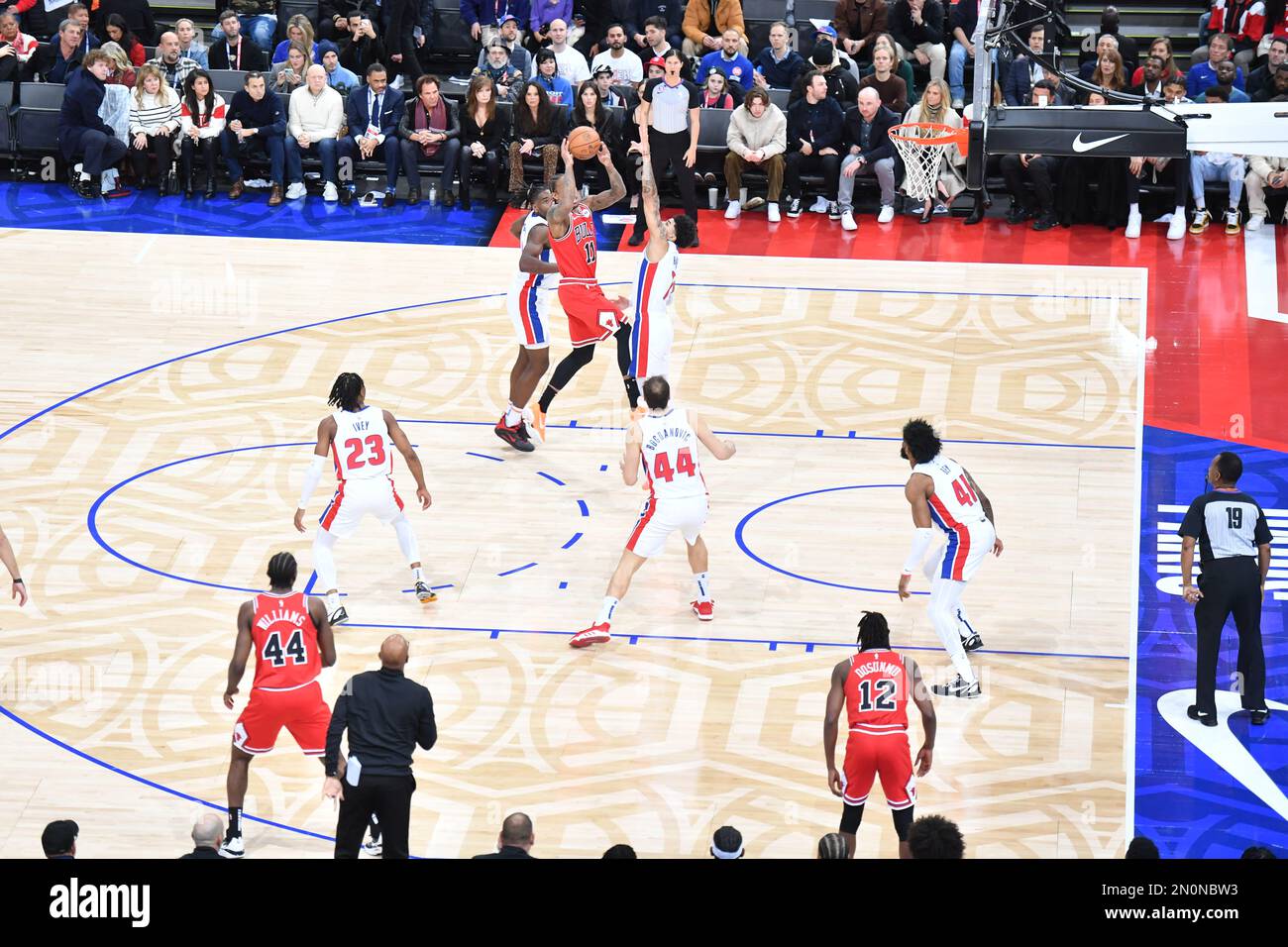NBA Paris Game 2023 match between Detroit Pistons and Chicago Bulls at AccorHotels Arena on January 19, 2023 in Paris, France Stock Photo